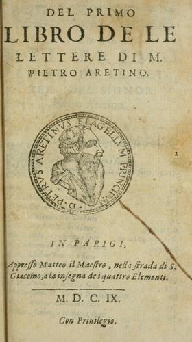 Del primo[-sesto] libro de le lettere di M. Pietro Aretino
