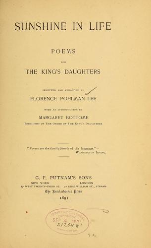 Sunshine in life (poems for the King's daughters) ...