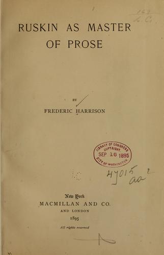 Ruskin as a master of prose