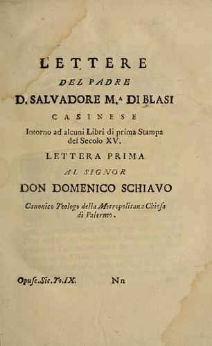 Lettere del Padre D. Salvadore Ma. Di Blasi, Casinese