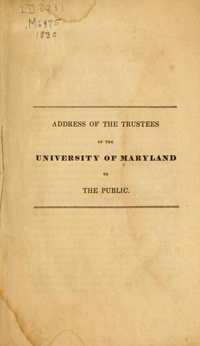Address of the trustees of the University of Maryland to the public