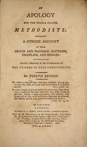 An apology for the people called Methodists