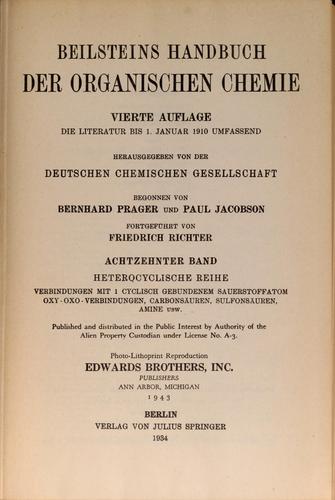 Beilsteins Handbuch der organishen Chemie, vierte Aufl