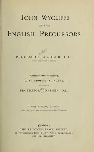 John Wycliffe and his English precursors