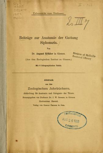 Beiträge zur Anatomie der Gattung Siphonaria
