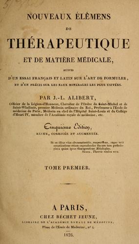 Nouveaux élémens de thérapeutique et de matière médicale