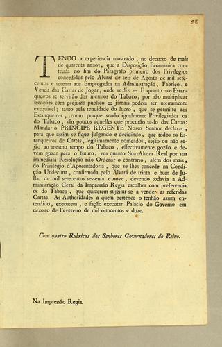 Tendo a experiencia mostrado, no decurso de mais de quarenta annos,  que a disposição economica .
