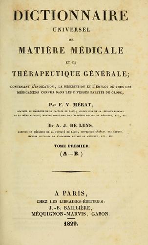 Dictionnaire universel de matière médicale et de thérapeutique générale