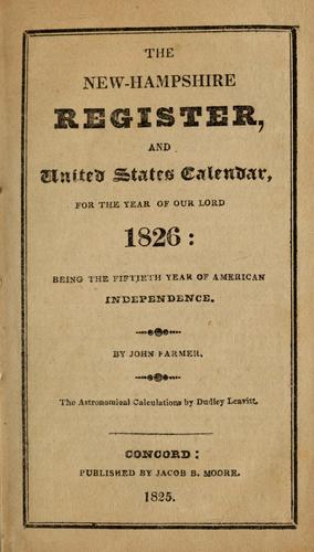 The New-Hampshire register and United States calendar, for the year of Our Lord 1826