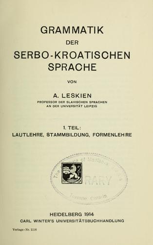 Grammatik der serbo-kroatischen sprache