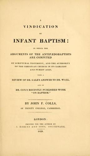 A vindication of infant baptism