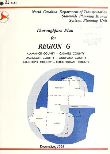 Thoroughfare plan for Region G, North Carolina