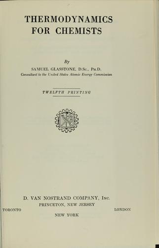 Thermodynamics for chemists