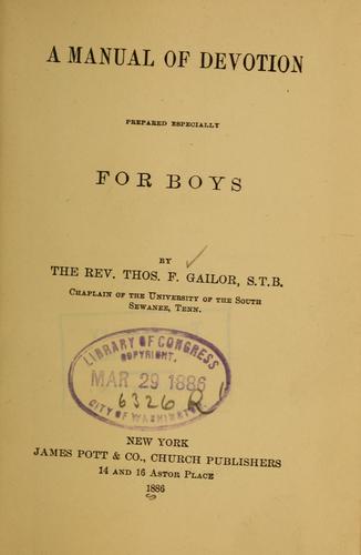 A manual of devotion...for boys