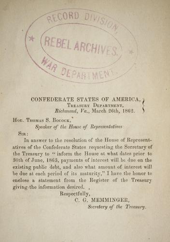 Statement from the register of the Treasury