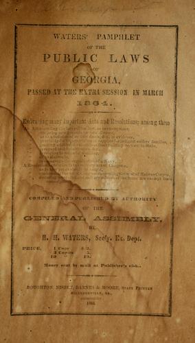 Waters' pamphlet of the public laws of Georgia