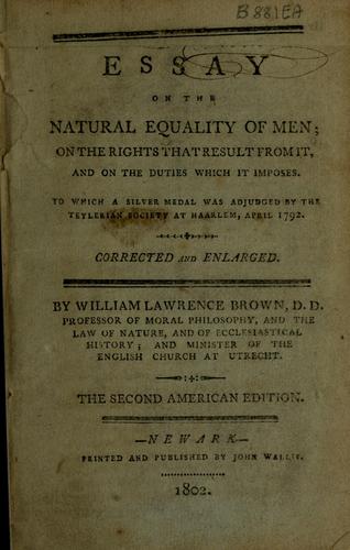 An essay on the natural equality of men