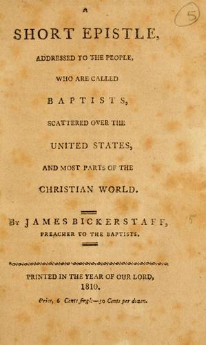 A short epistle addressed to the people, who are called Baptists