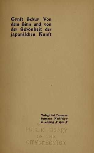 Von dem Sinn und von der Schönheit der japanischen Kunst.