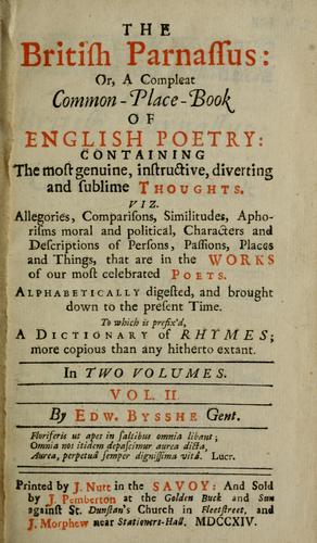 The British Parnassus, or, A compleat common-place-book of English poetry