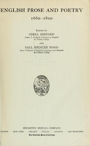 English prose and poetry, 1660-1800