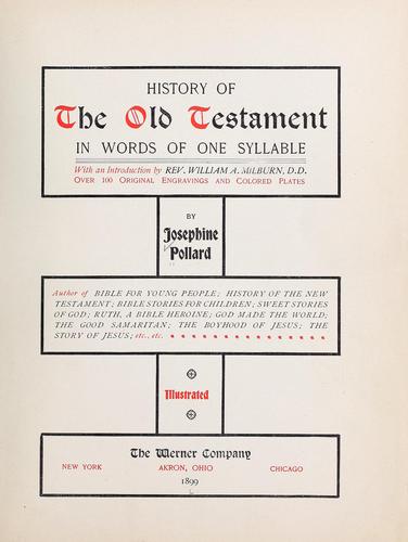 History of the Old Testament in words of one syllable