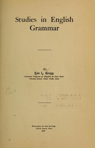 Studies in English grammar