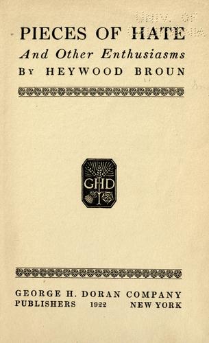 Pieces of hate and other enthusiasms