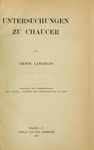 Untersuchungen zu Chaucer
