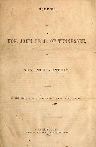 Speech of Hon. John Bell, of Tennessee, on non-intervention