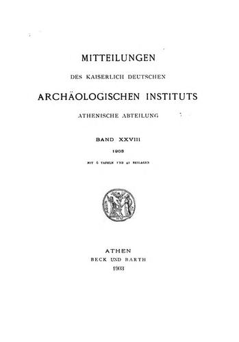 Mitteilungen des Deutschen archäologischen Instituts, athenische Abteilung. Nr. 28, 1903