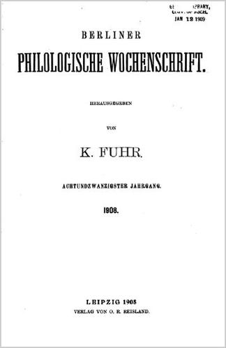Berliner Philologische Wochenschrift