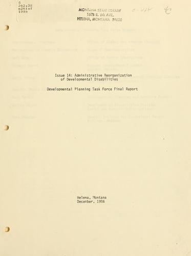 Issue 14, administrative reorganization of developmental disabilities