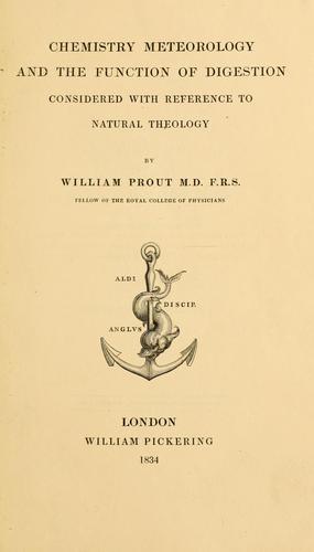 Chemistry, meteorology and the function of digestion