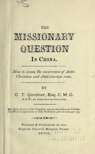 The missionary question in China