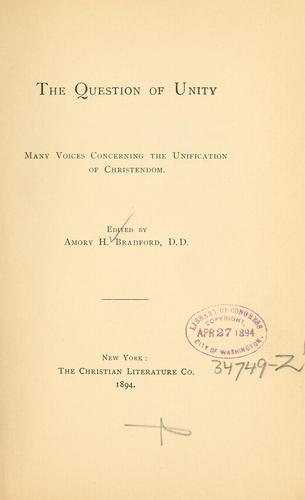 The question of unity ...