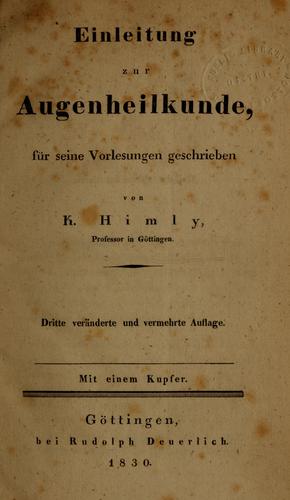 Einleitung zur Augenheilkunde