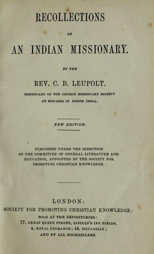 Recollections of an Indian missionary