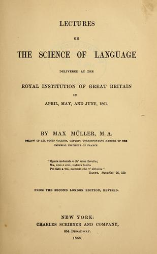 Lectures on the science of language
