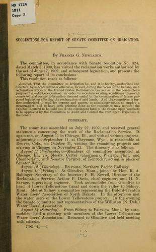 Suggestions for report of Senate Committee on irrigation