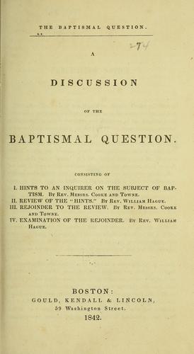 The baptismal question