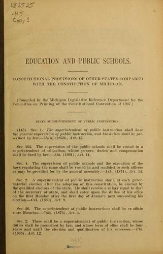 Constitutional provisions of other states compared with the constitution of Michigan