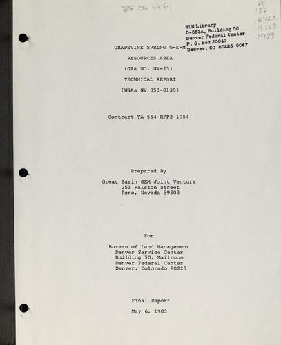 Grapevine Spring G-E-M resources area (GRA no. NV-23)