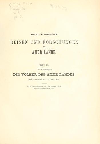 Reisen und forschungen im Amur-lande in den jahren 1854-1856