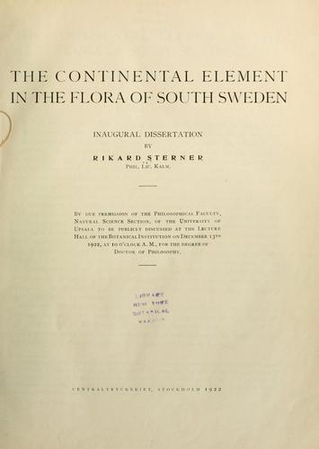 The continental element in the flora of south Sweden