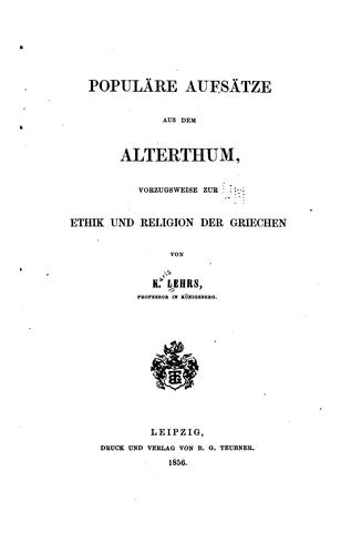 Populäre Aufsätze aus dem Alterthum
