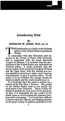 The Oriental policy of the United States.