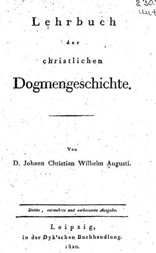 Lehrbuch der christlichen Dogmengeschichte
