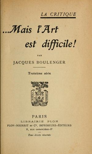 Mais l'art est difficile!