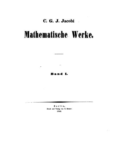 Mathematische Werke